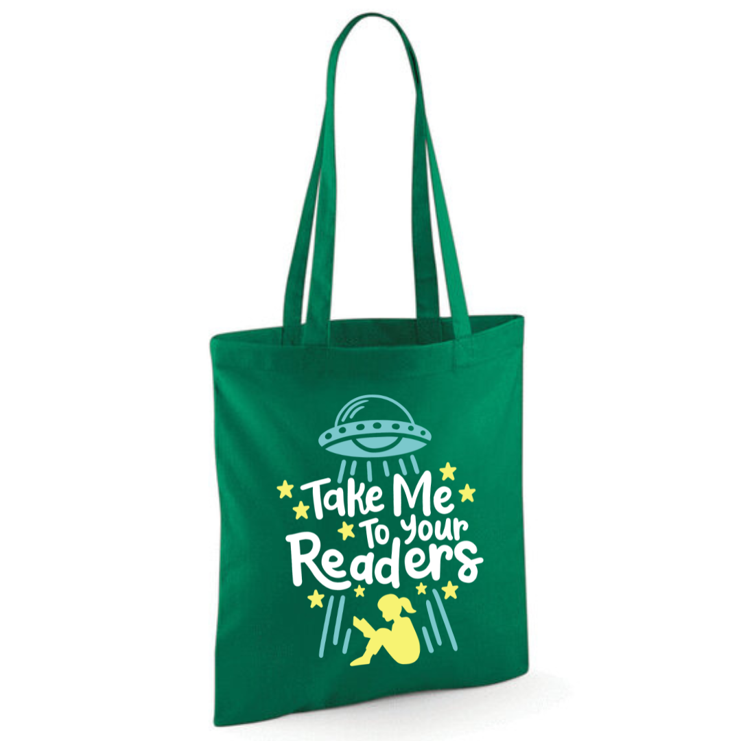 "Take Me To Your Readers" Cotton Tote Shopper - lots of colours