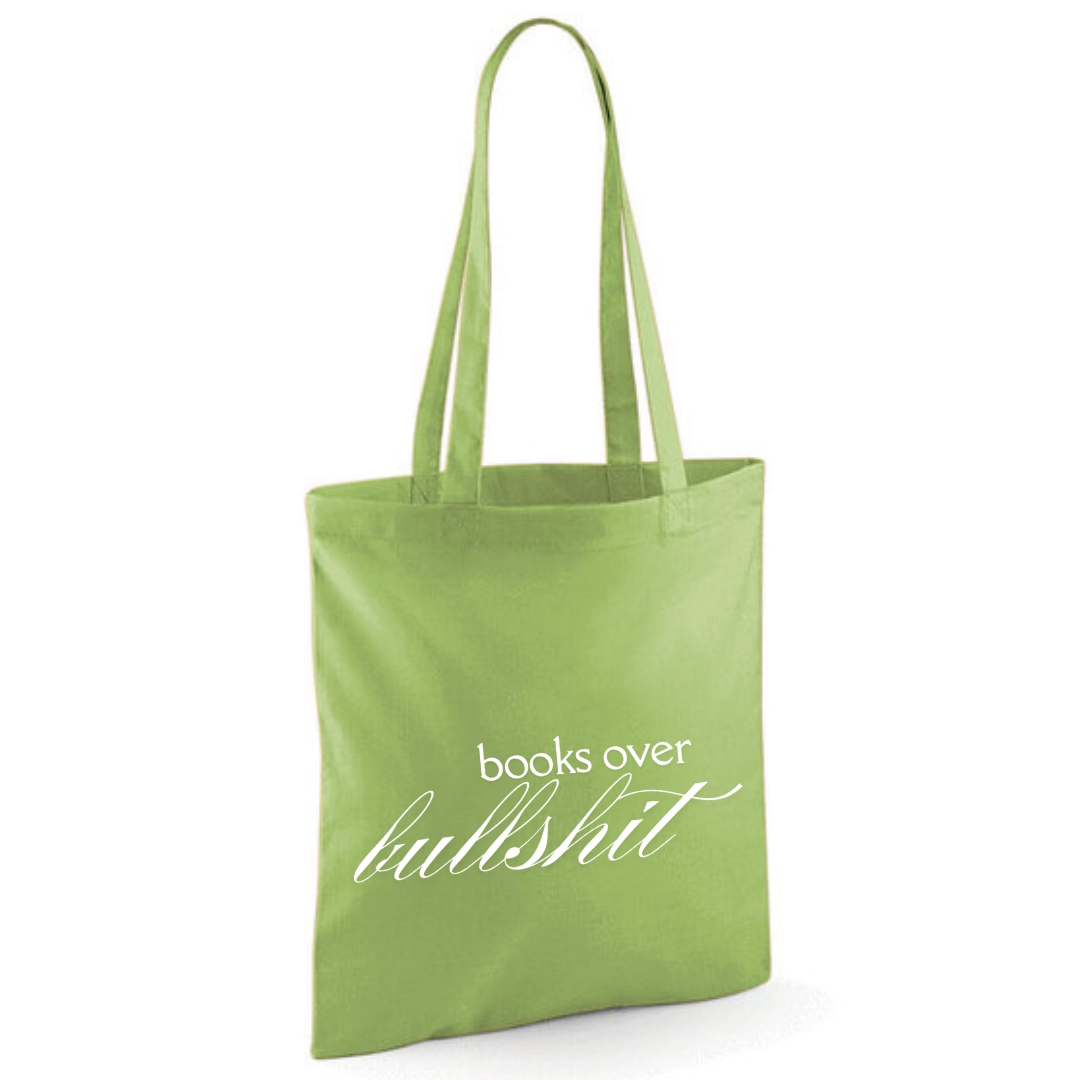 "Books Over Bullshit" Fancy Font Tote Shopper Bag - lots of colours!