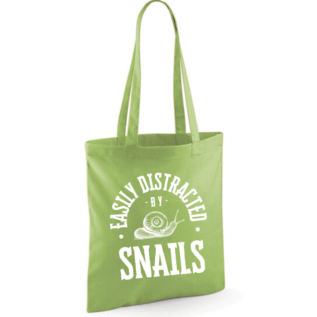 "Easily Distracted By Snails" Cotton Tote Shopper - lots of colours