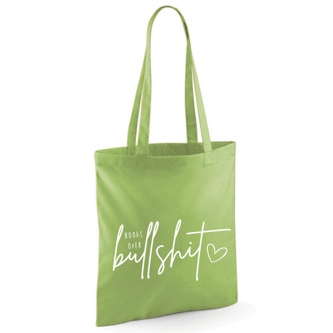 "Books over Bullshit" Handscript Cotton Tote Shopper - lots of colours