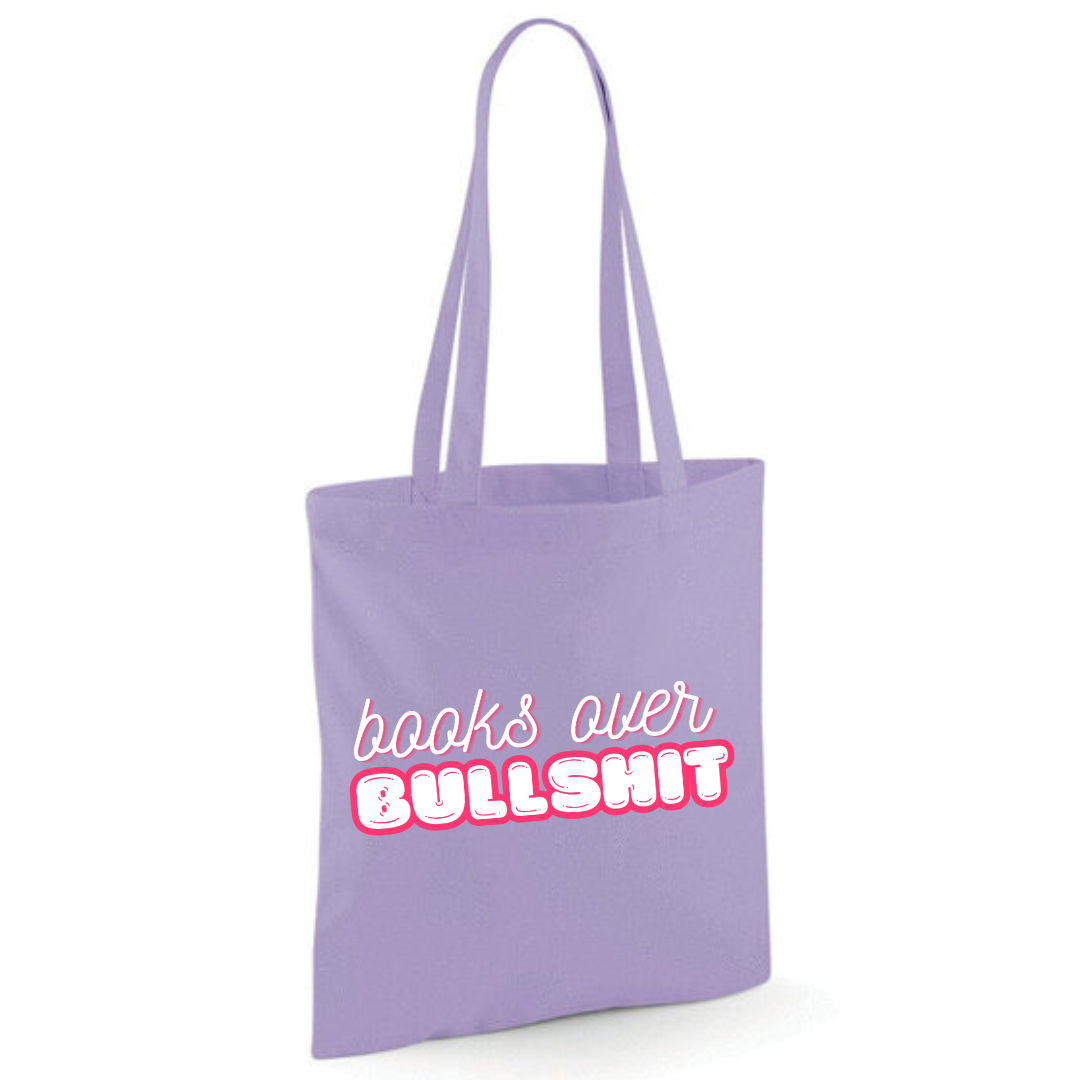 "Books over Bullshit" Bubble Cotton Tote Shopper - lots of colours