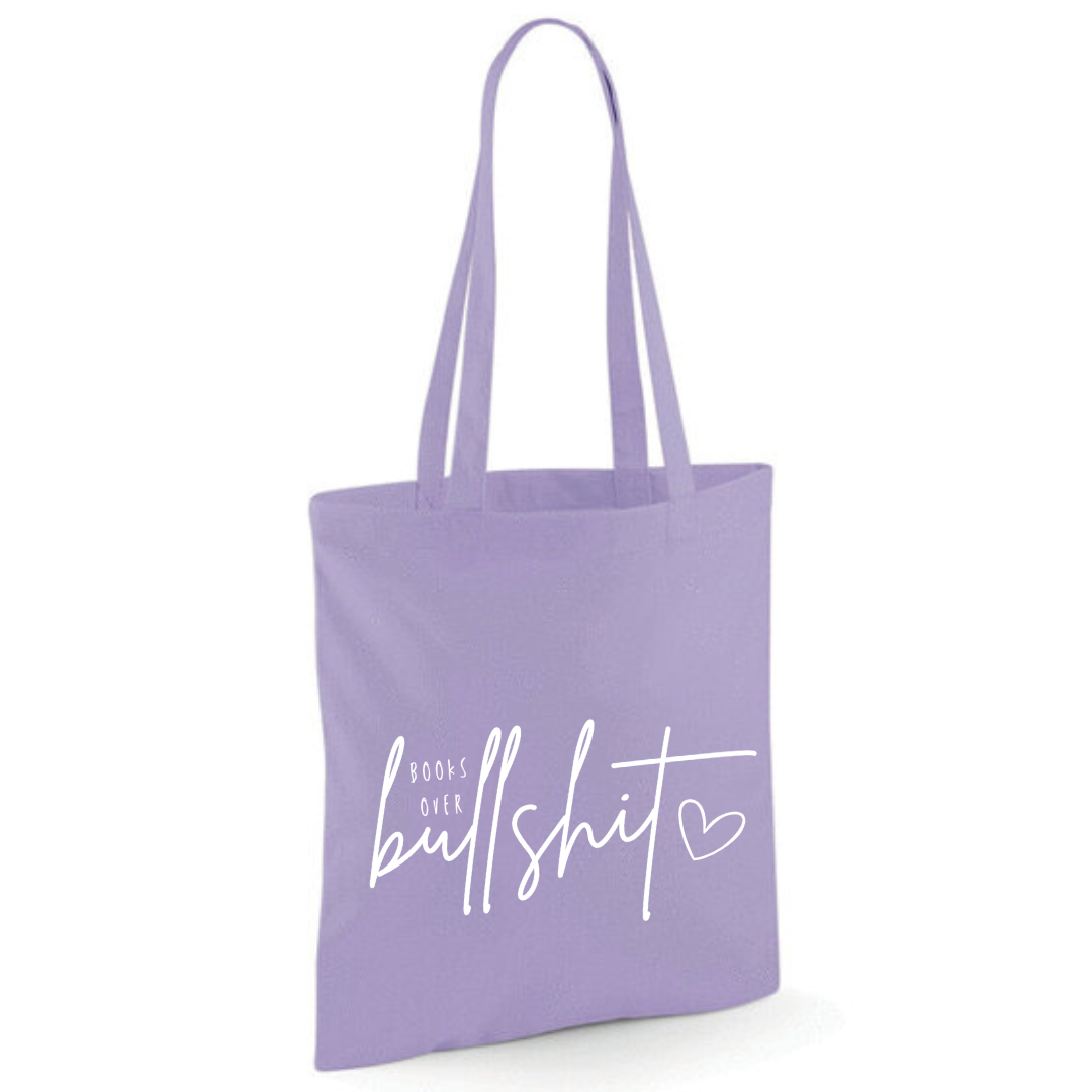 "Books over Bullshit" Handscript Cotton Tote Shopper - lots of colours