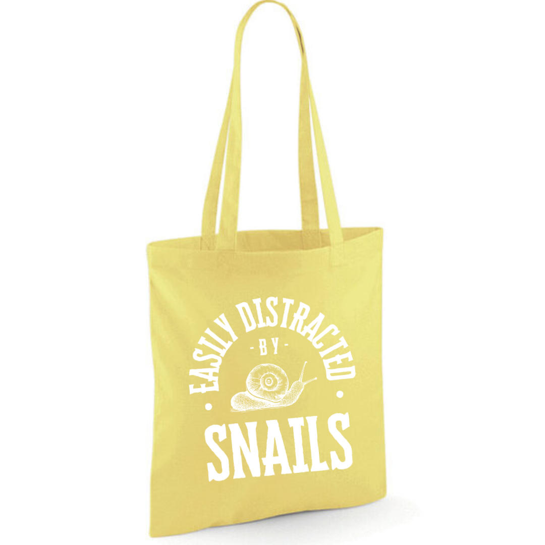 "Easily Distracted By Snails" Cotton Tote Shopper - lots of colours