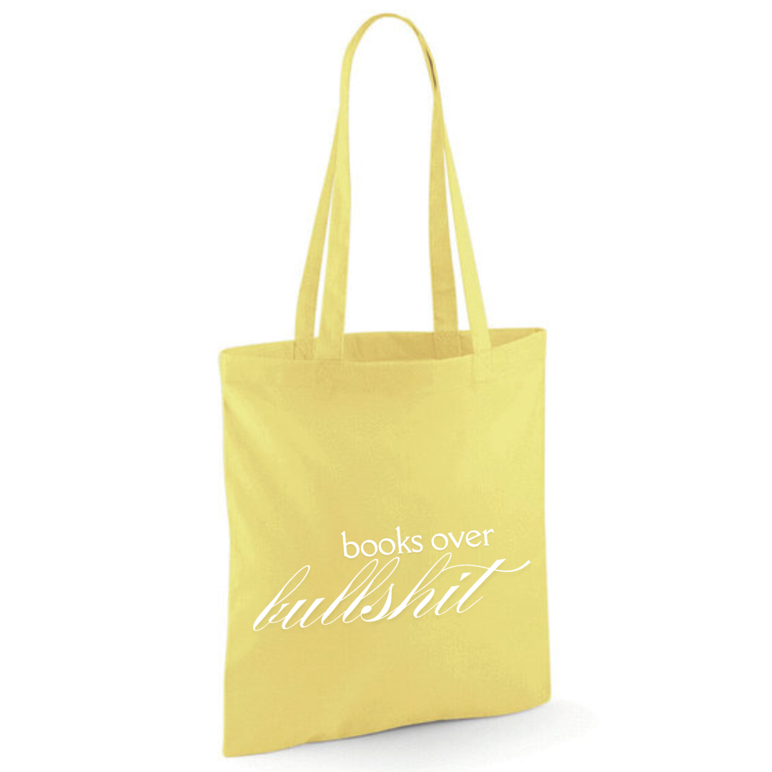 "Books Over Bullshit" Fancy Font Tote Shopper Bag - lots of colours!