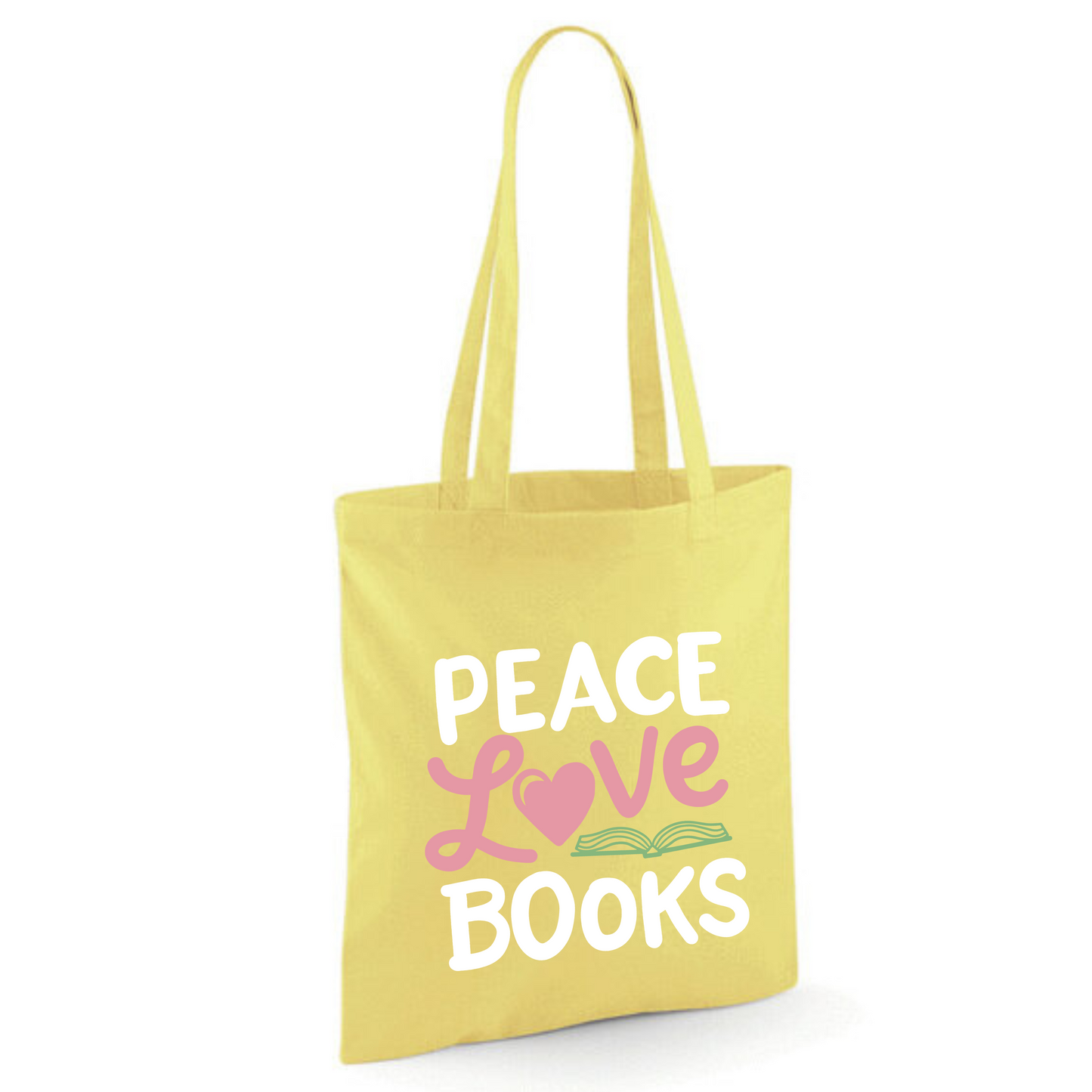"Peace Love Books" Cotton Tote Shopper (48 colours)
