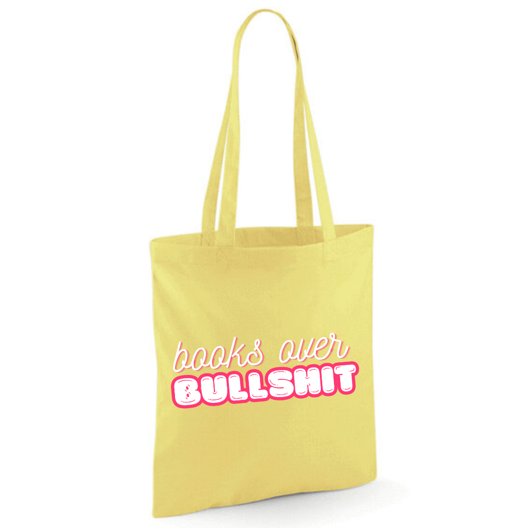 "Books over Bullshit" Bubble Cotton Tote Shopper - lots of colours