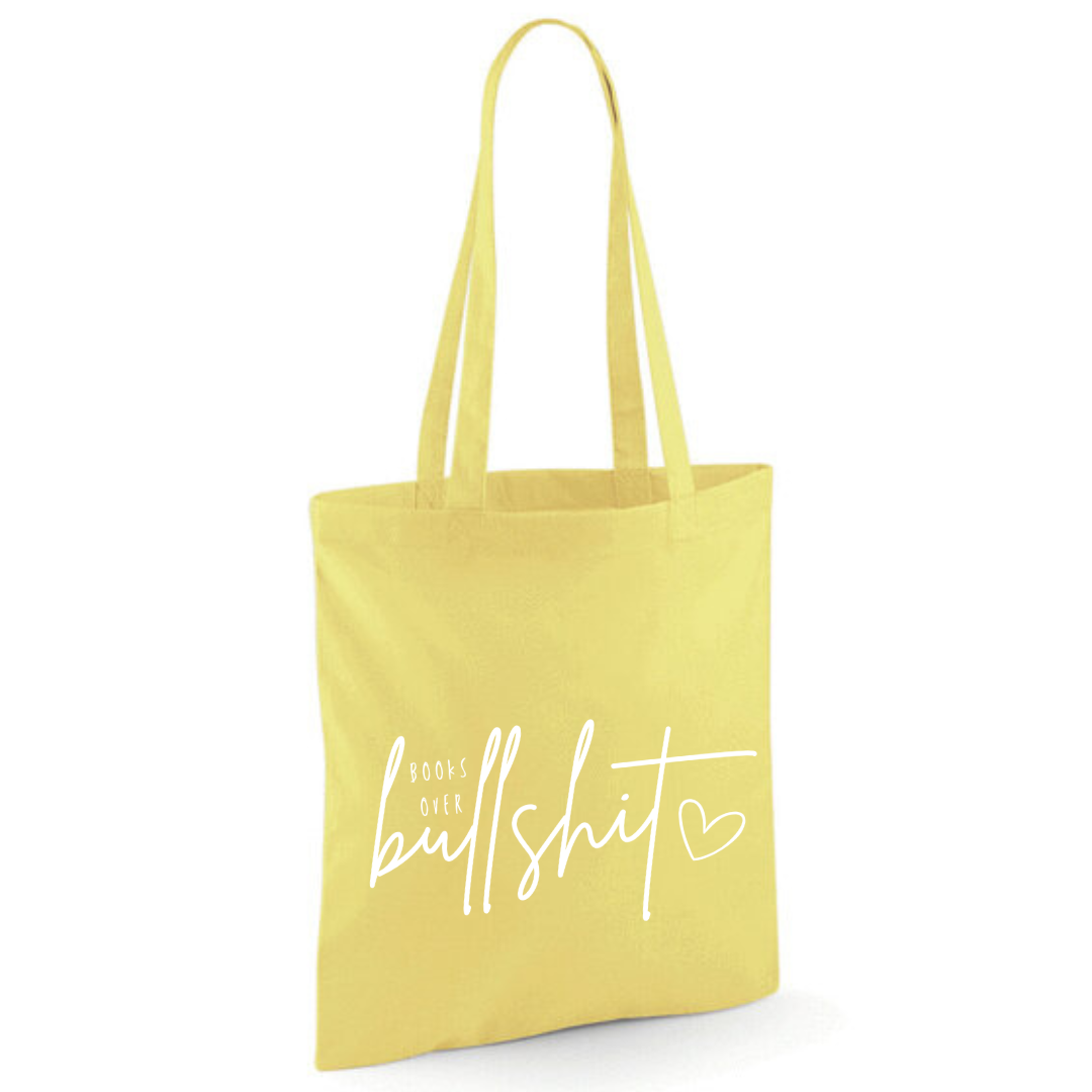 "Books over Bullshit" Handscript Cotton Tote Shopper - lots of colours