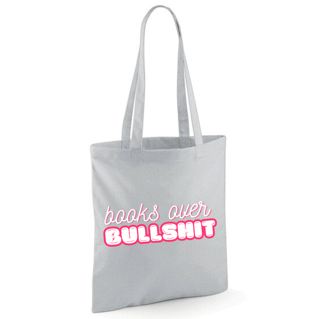 "Books over Bullshit" Bubble Cotton Tote Shopper - lots of colours