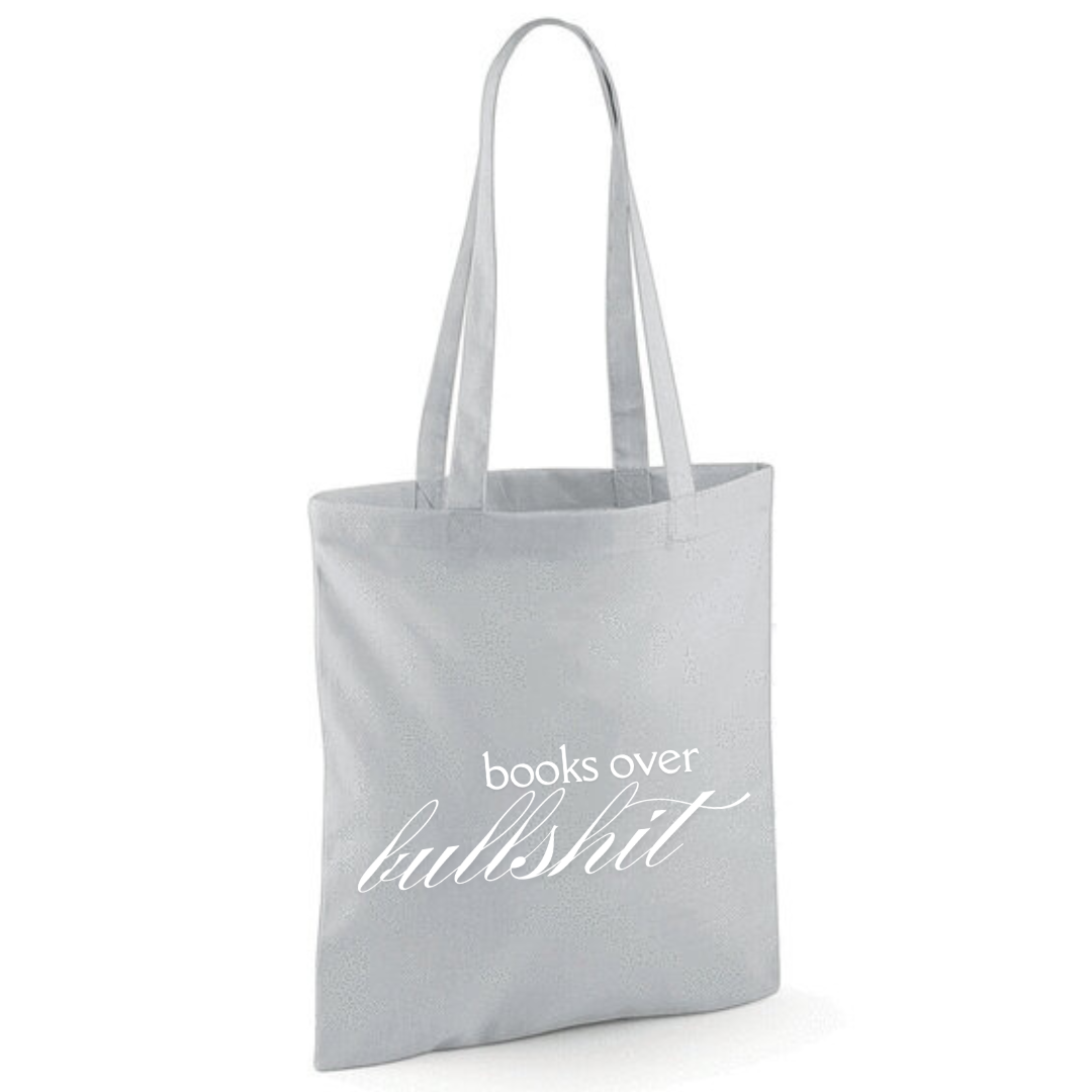 "Books Over Bullshit" Fancy Font Tote Shopper Bag - lots of colours!