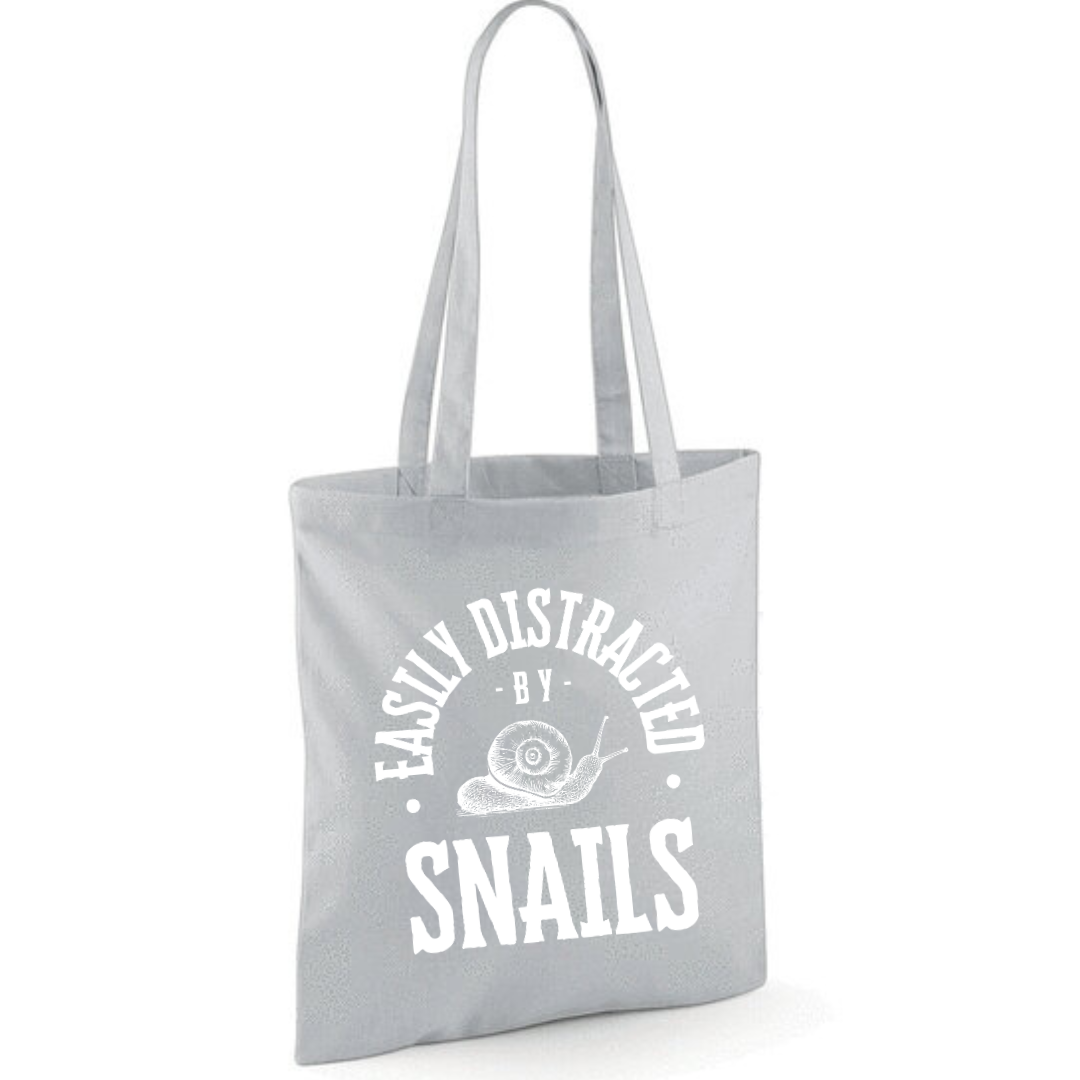 "Easily Distracted By Snails" Cotton Tote Shopper - lots of colours