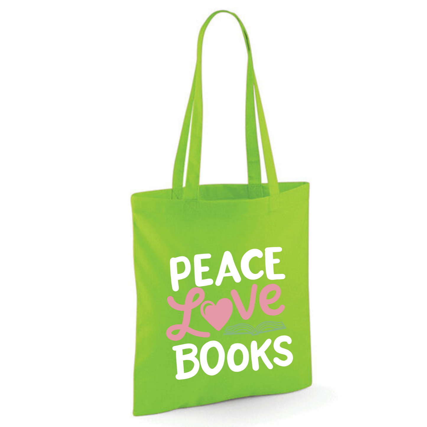 "Peace Love Books" Cotton Tote Shopper (48 colours)