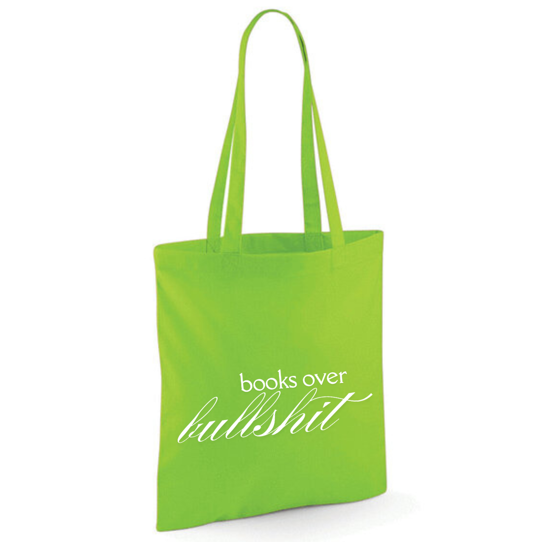 "Books Over Bullshit" Fancy Font Tote Shopper Bag - lots of colours!