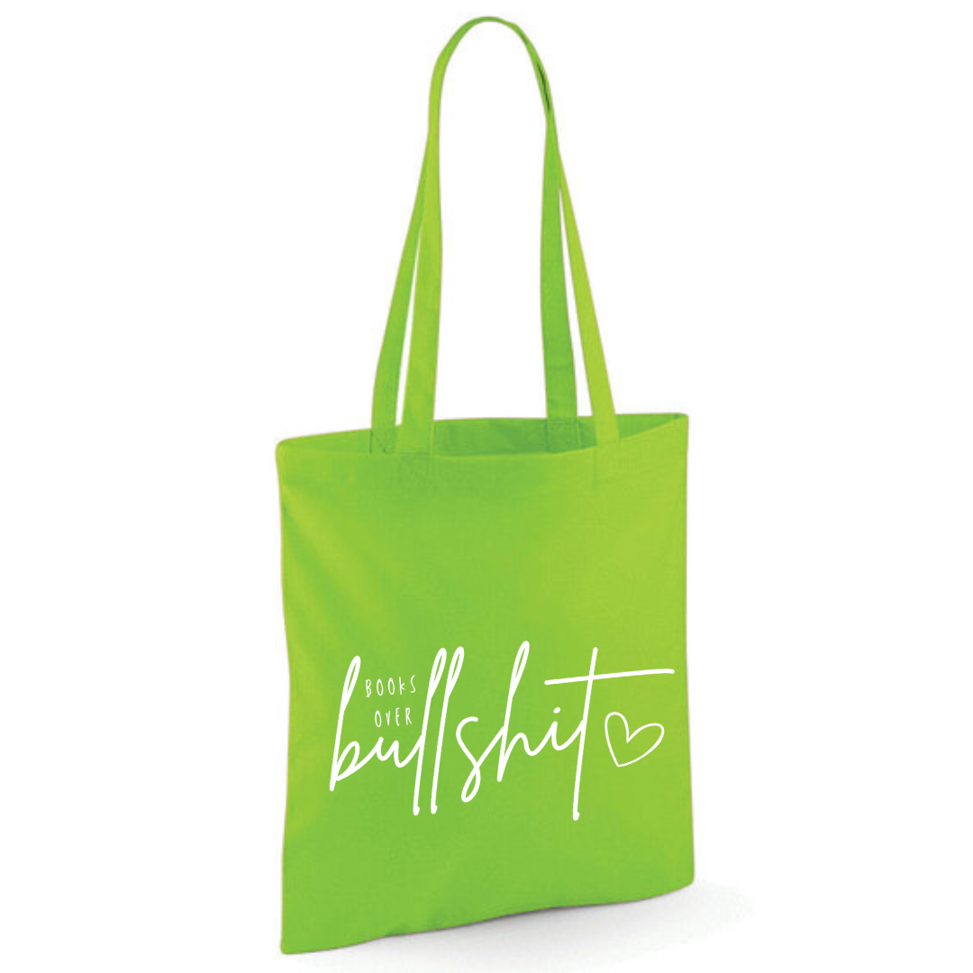 "Books over Bullshit" Handscript Cotton Tote Shopper - lots of colours