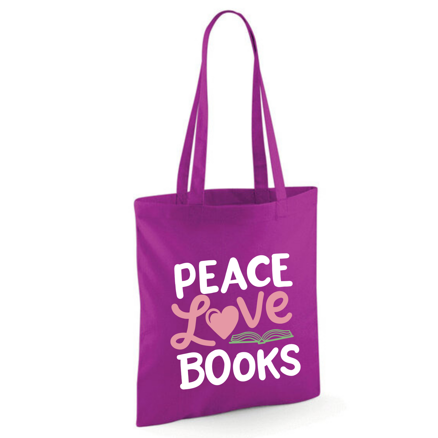 "Peace Love Books" Cotton Tote Shopper (48 colours)