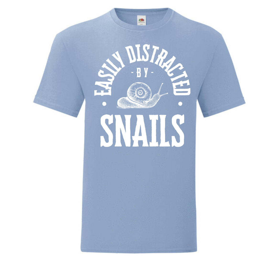 "Easily Distracted by Snails" Standard Tee - lots of colours!