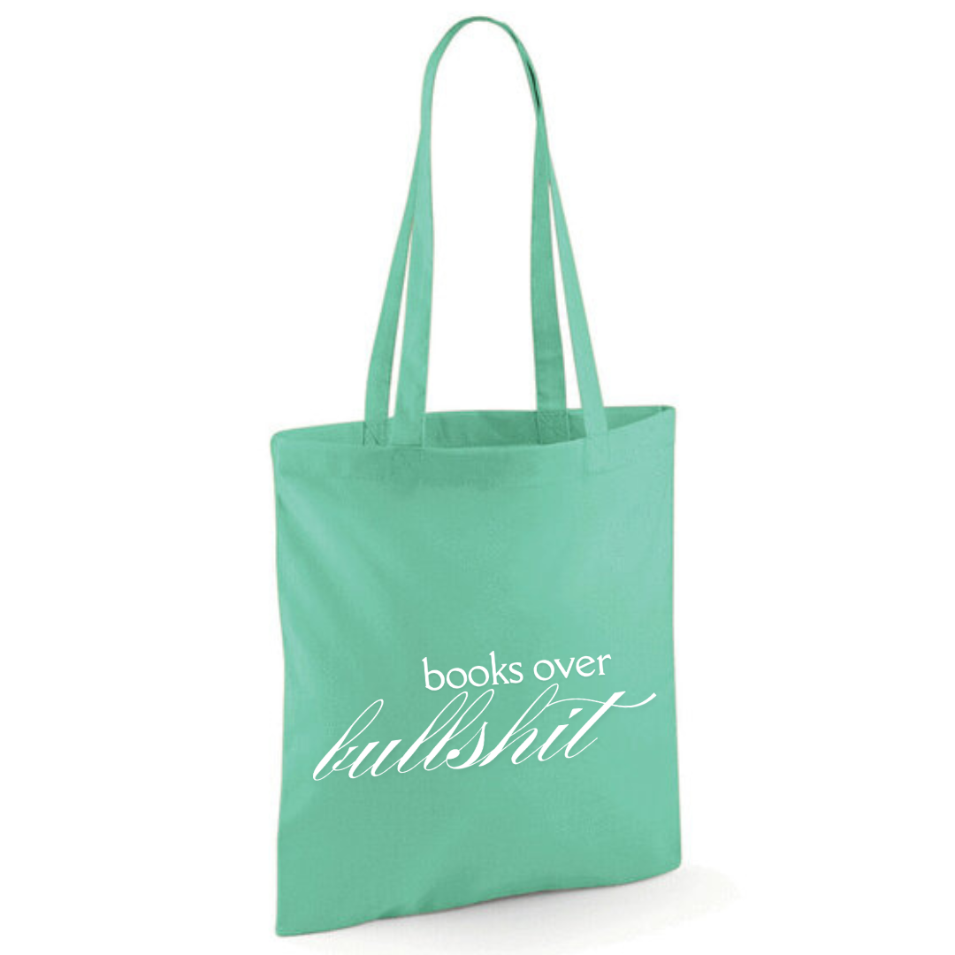 "Books Over Bullshit" Fancy Font Tote Shopper Bag - lots of colours!