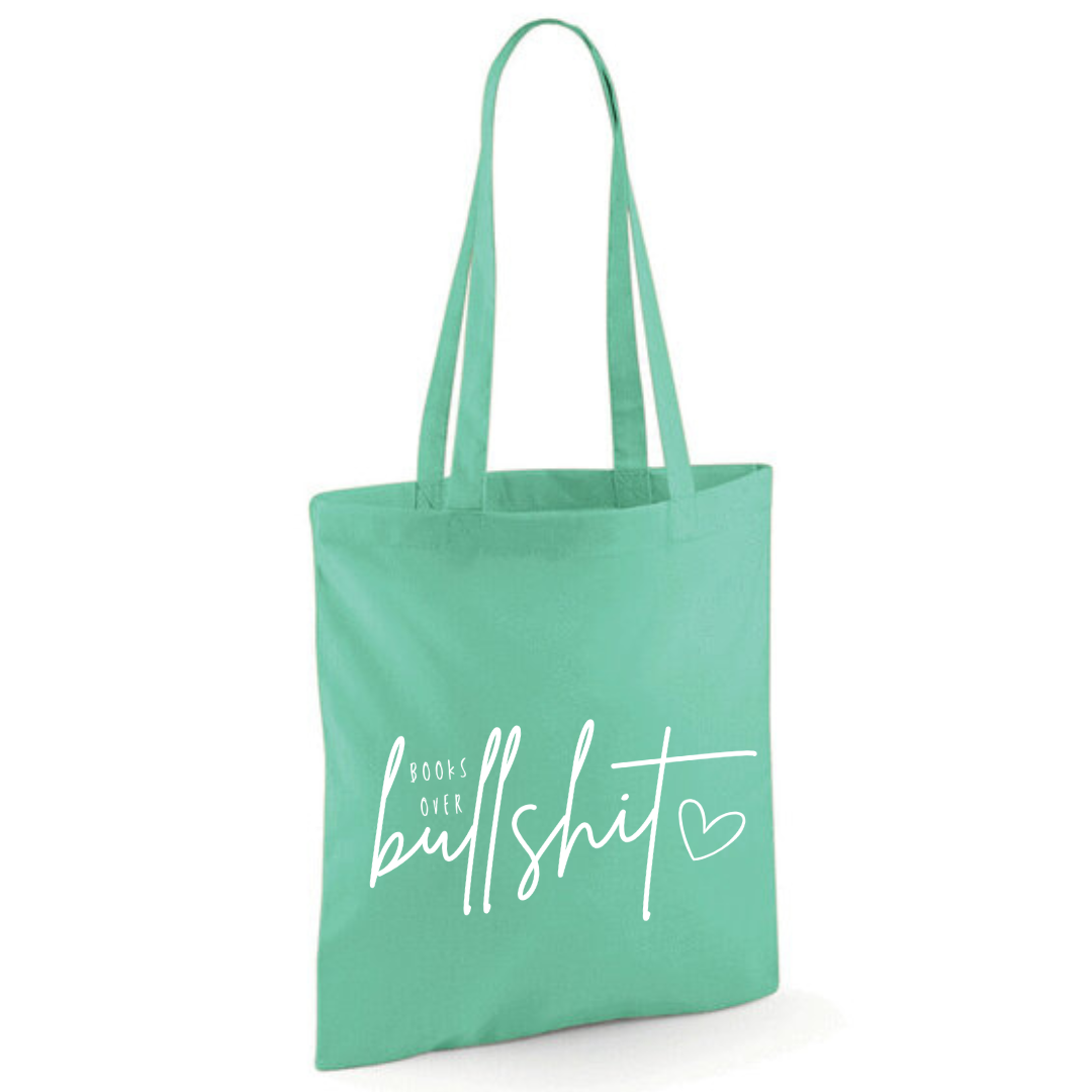 "Books over Bullshit" Handscript Cotton Tote Shopper - lots of colours