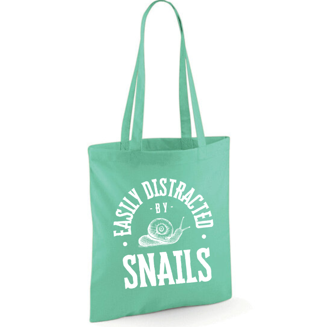 "Easily Distracted By Snails" Cotton Tote Shopper - lots of colours