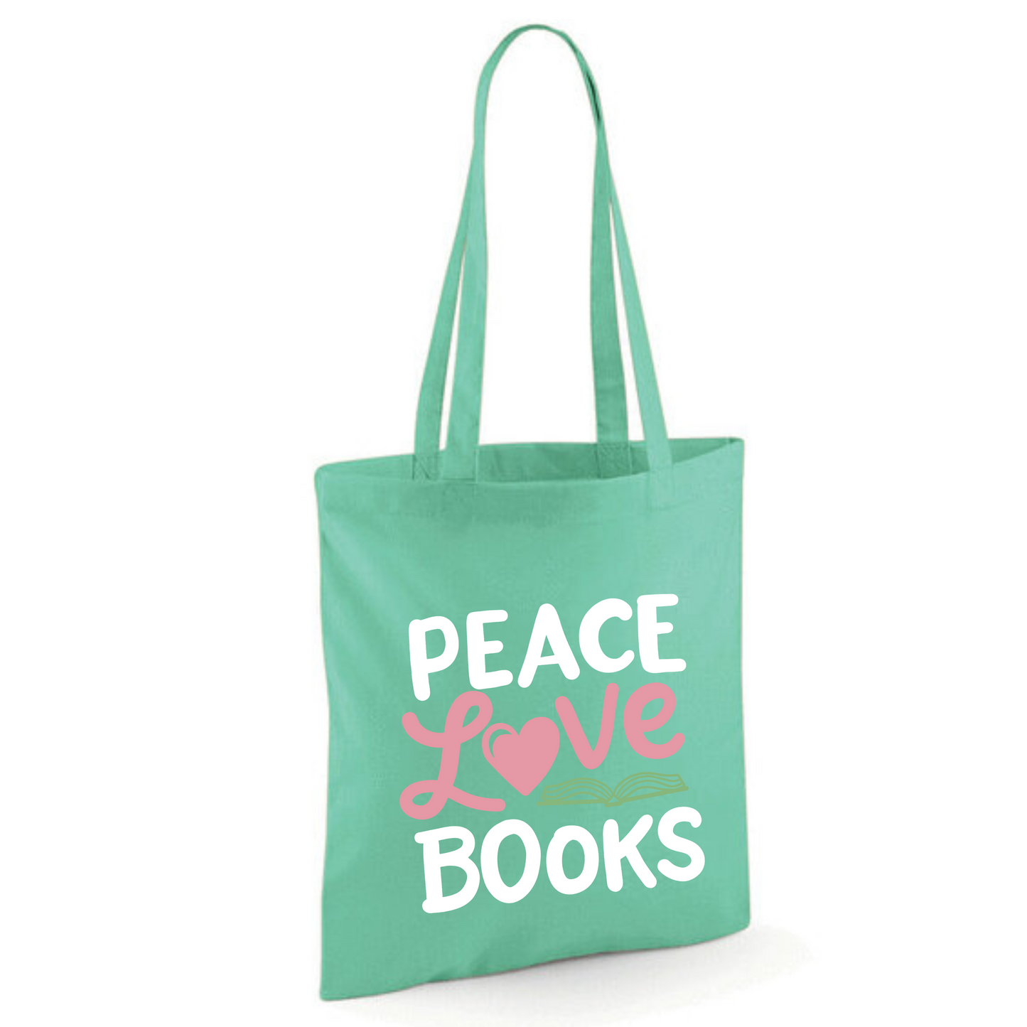 "Peace Love Books" Cotton Tote Shopper (48 colours)