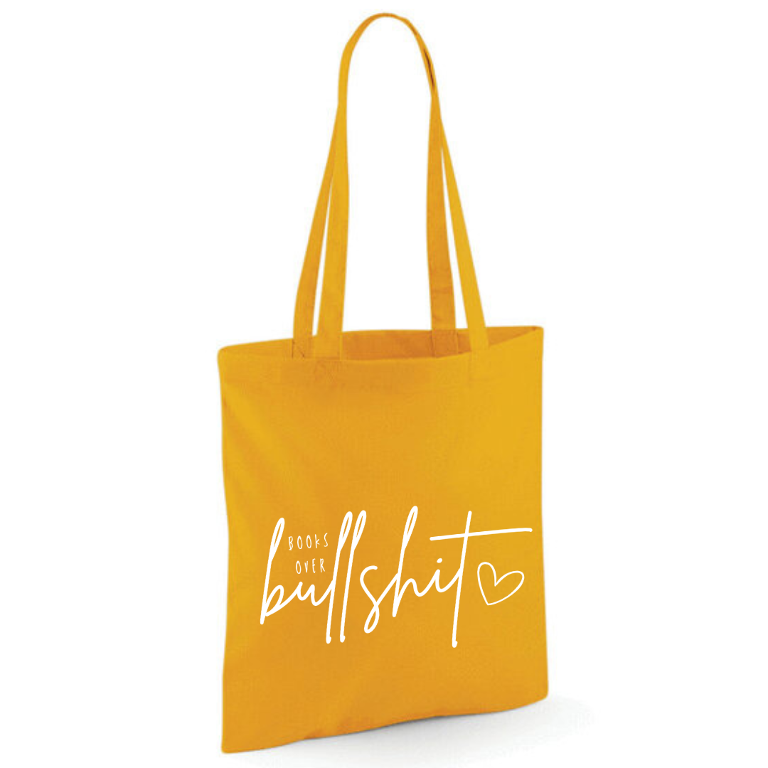 "Books over Bullshit" Handscript Cotton Tote Shopper - lots of colours