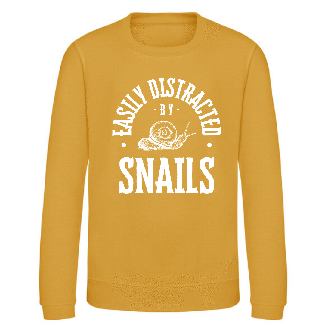 "Easily Distracted by Snails" Kids Sweatshirt Age 1-13 - Lots of colours!