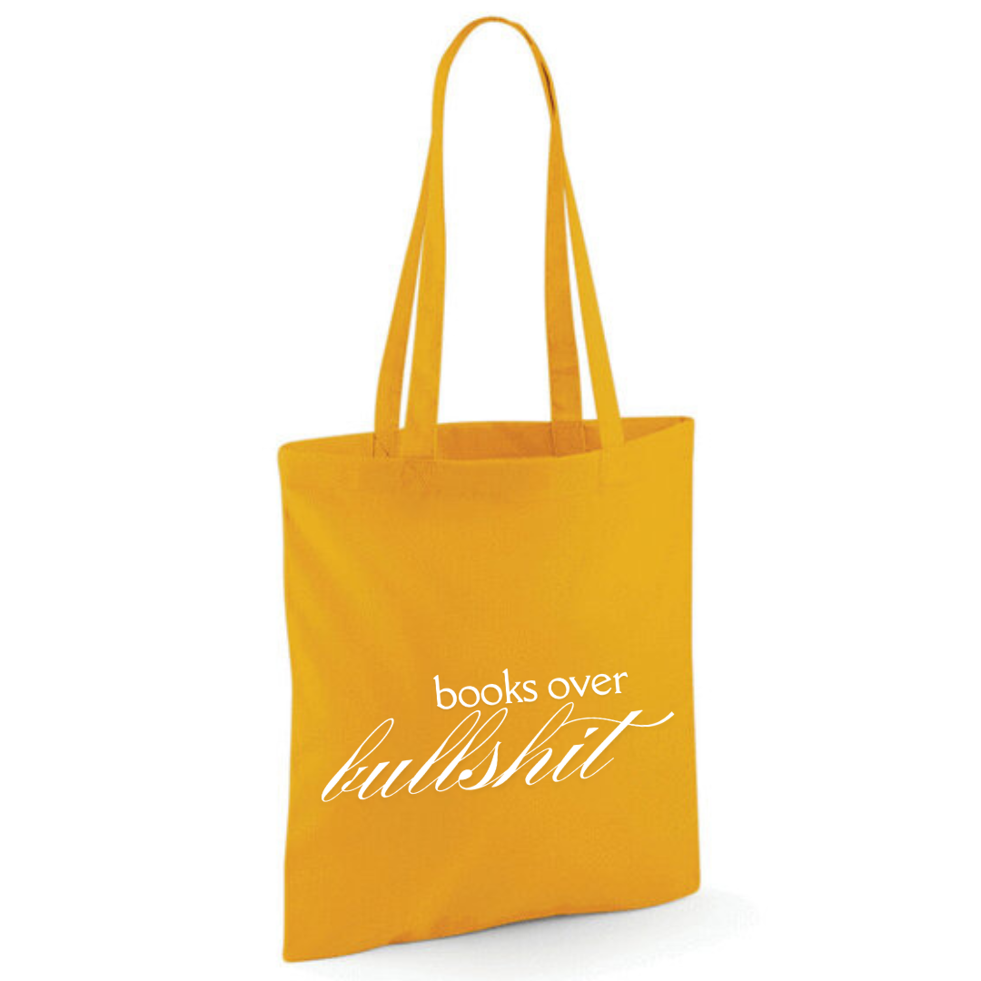 "Books Over Bullshit" Fancy Font Tote Shopper Bag - lots of colours!