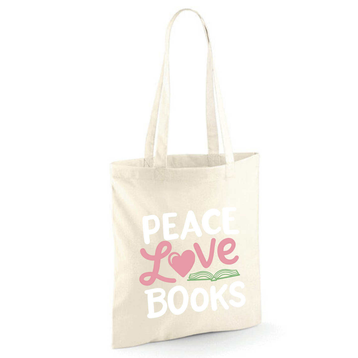 "Peace Love Books" Cotton Tote Shopper (48 colours)