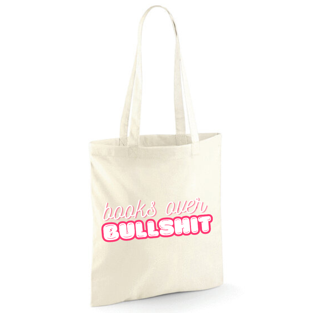 "Books over Bullshit" Bubble Cotton Tote Shopper - lots of colours