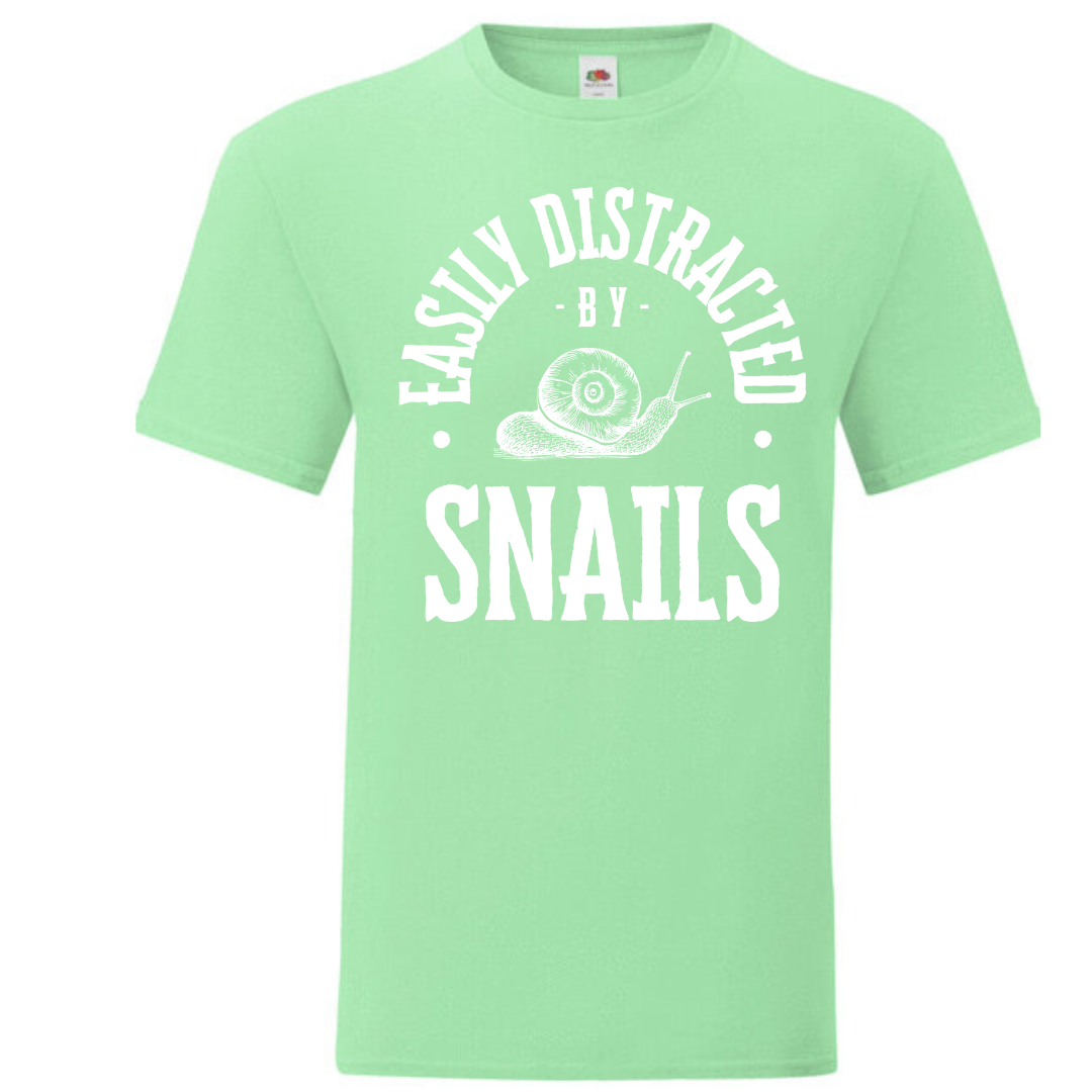 "Easily Distracted by Snails" Standard Tee - lots of colours!