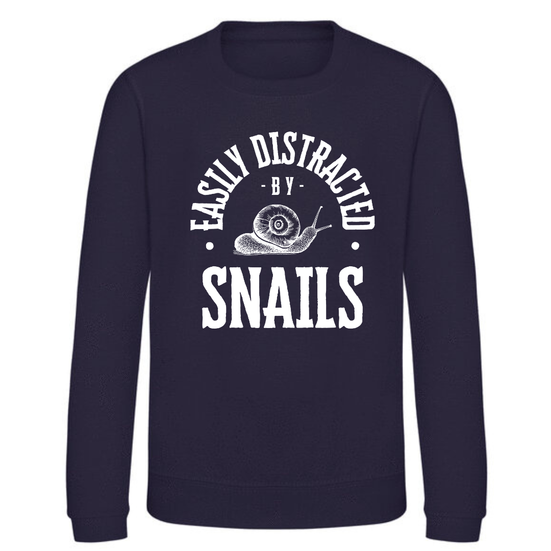 "Easily Distracted by Snails" Kids Sweatshirt Age 1-13 - Lots of colours!