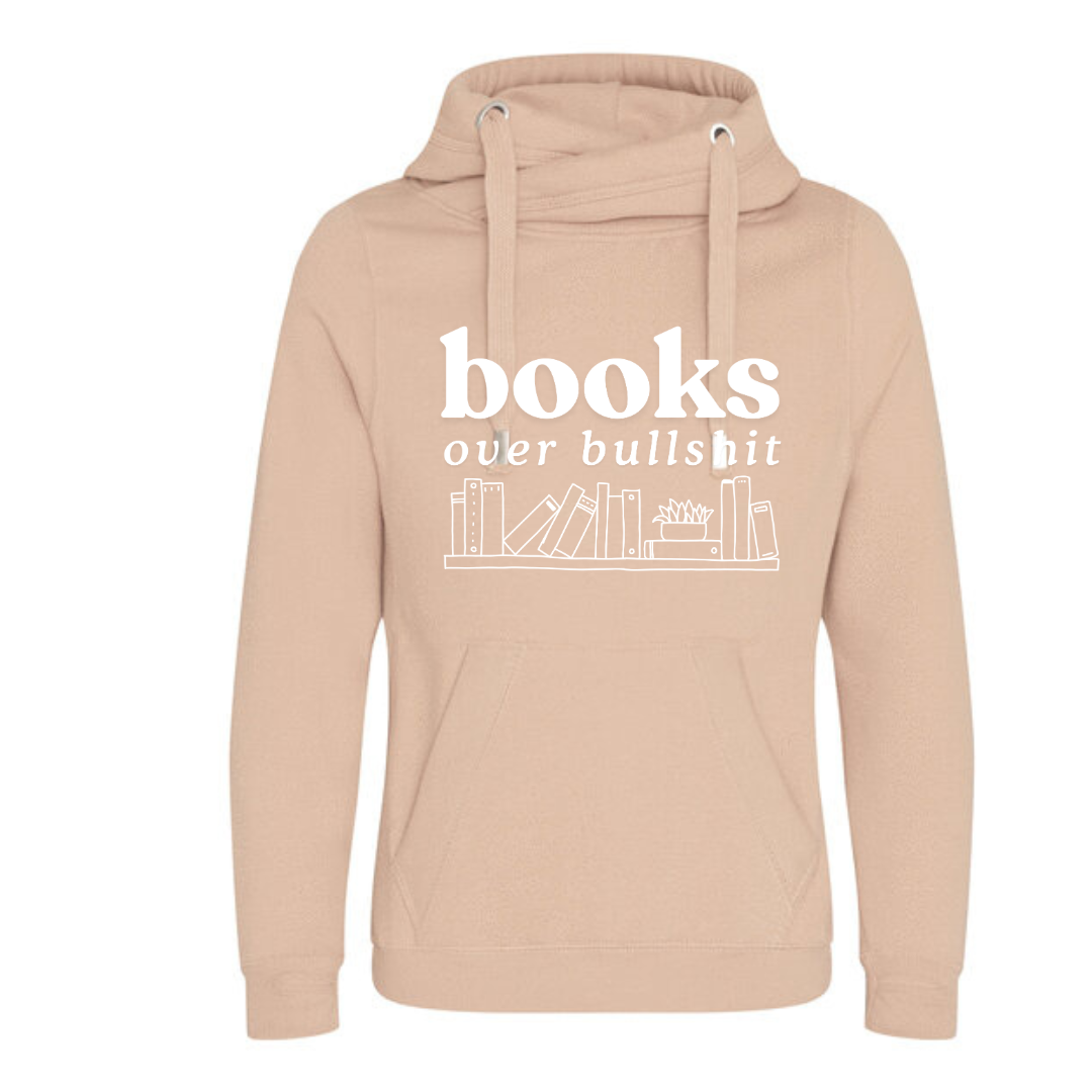 "Books Over Bullshit" Bookshelf Deluxe Hoody - lots of colours!
