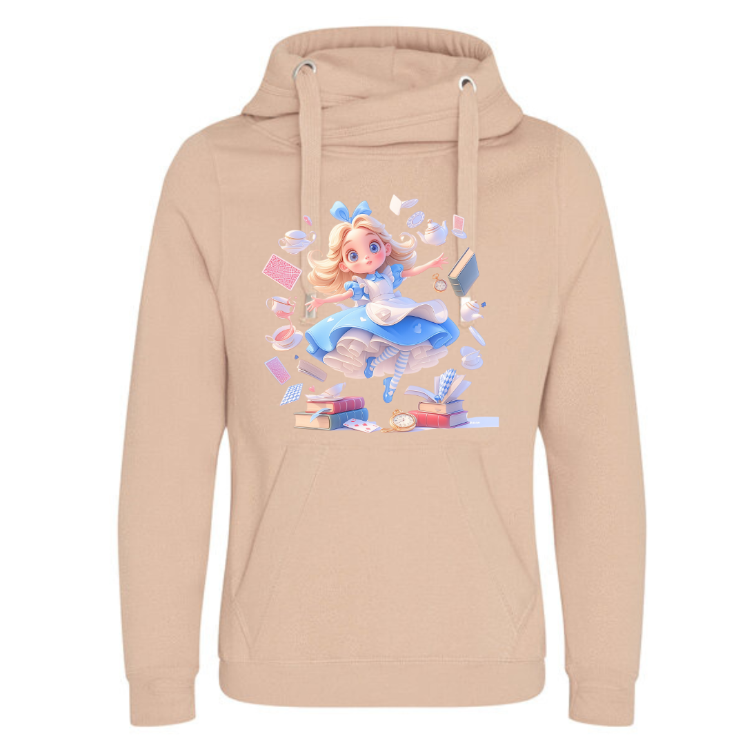 Alice with Flying Books Deluxe Hoody - lots of colours