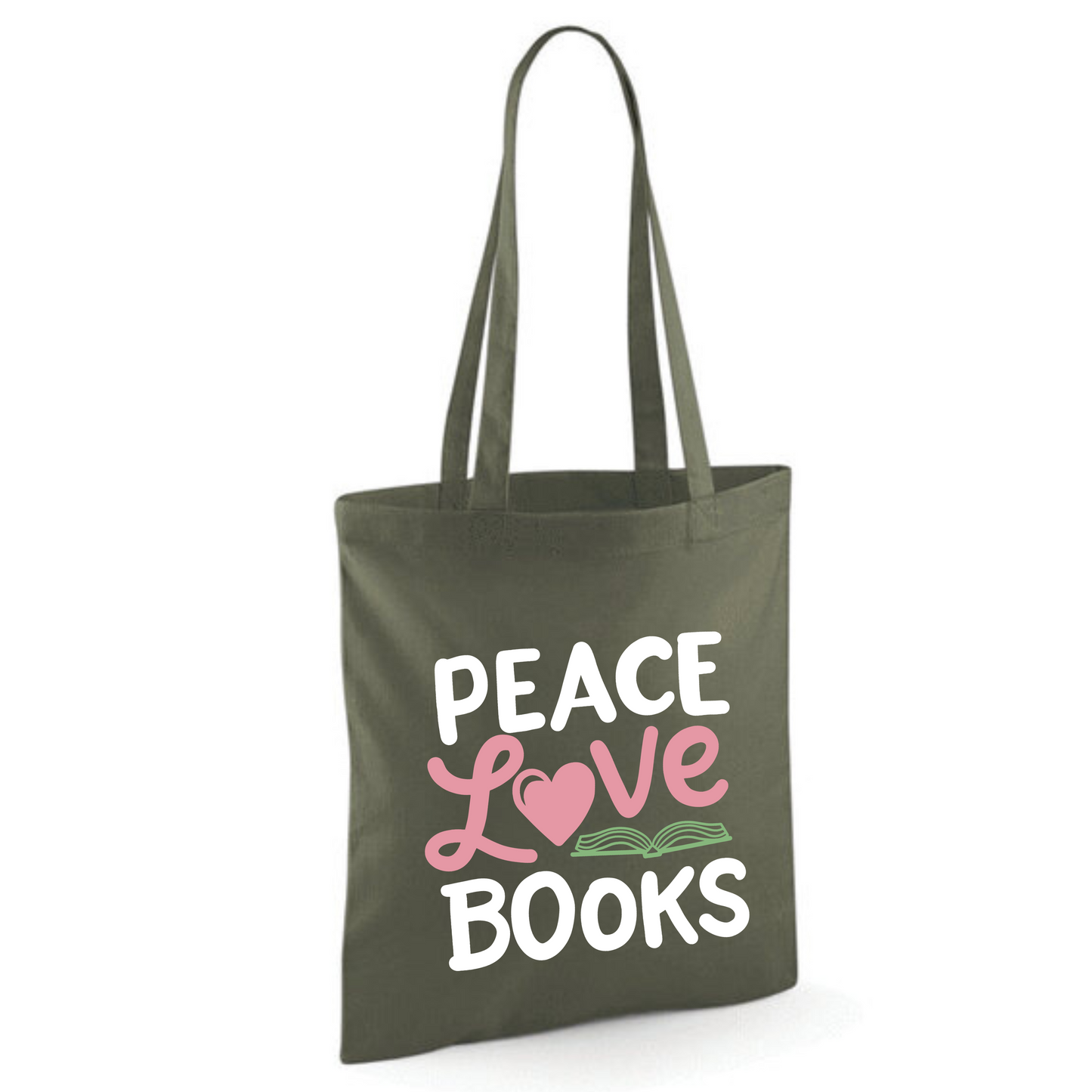 "Peace Love Books" Cotton Tote Shopper (48 colours)