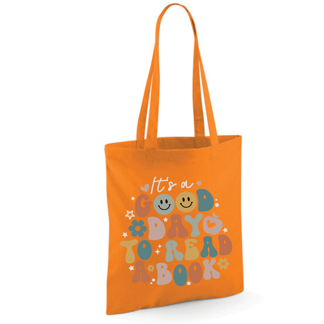 "It's a Good Day to Read a Book" Tote Shopper Bag - lots of colours!