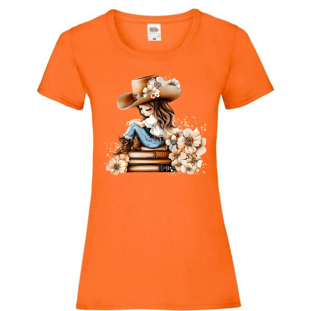 "Bookish Floral Cowgirl" Ladies Fit Tee - lots of colours