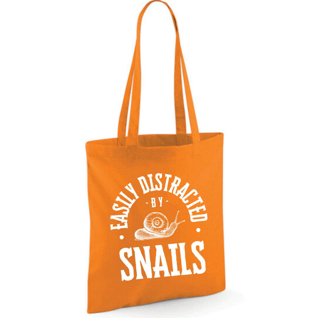 "Easily Distracted By Snails" Cotton Tote Shopper - lots of colours