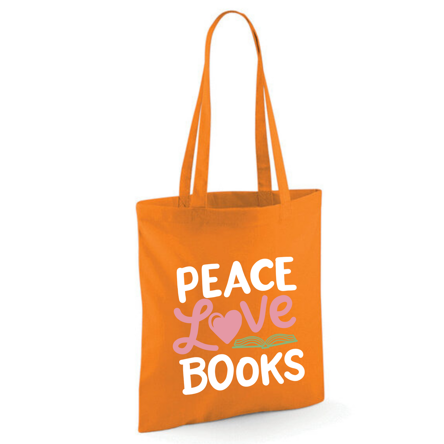 "Peace Love Books" Cotton Tote Shopper (48 colours)