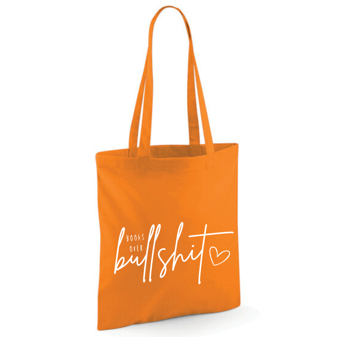 "Books over Bullshit" Handscript Cotton Tote Shopper - lots of colours