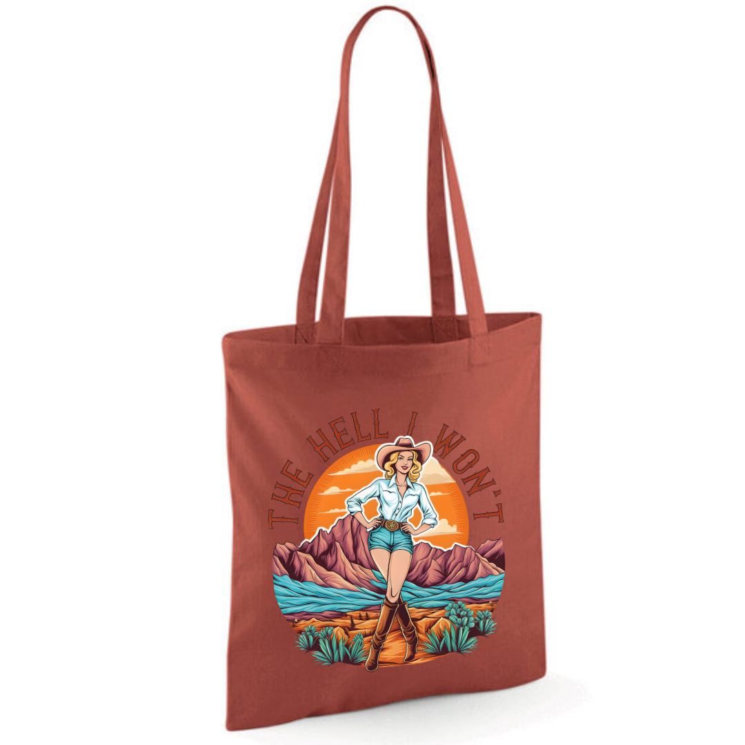"The Hell I Won't" Cotton Tote Shopper (48 colours)