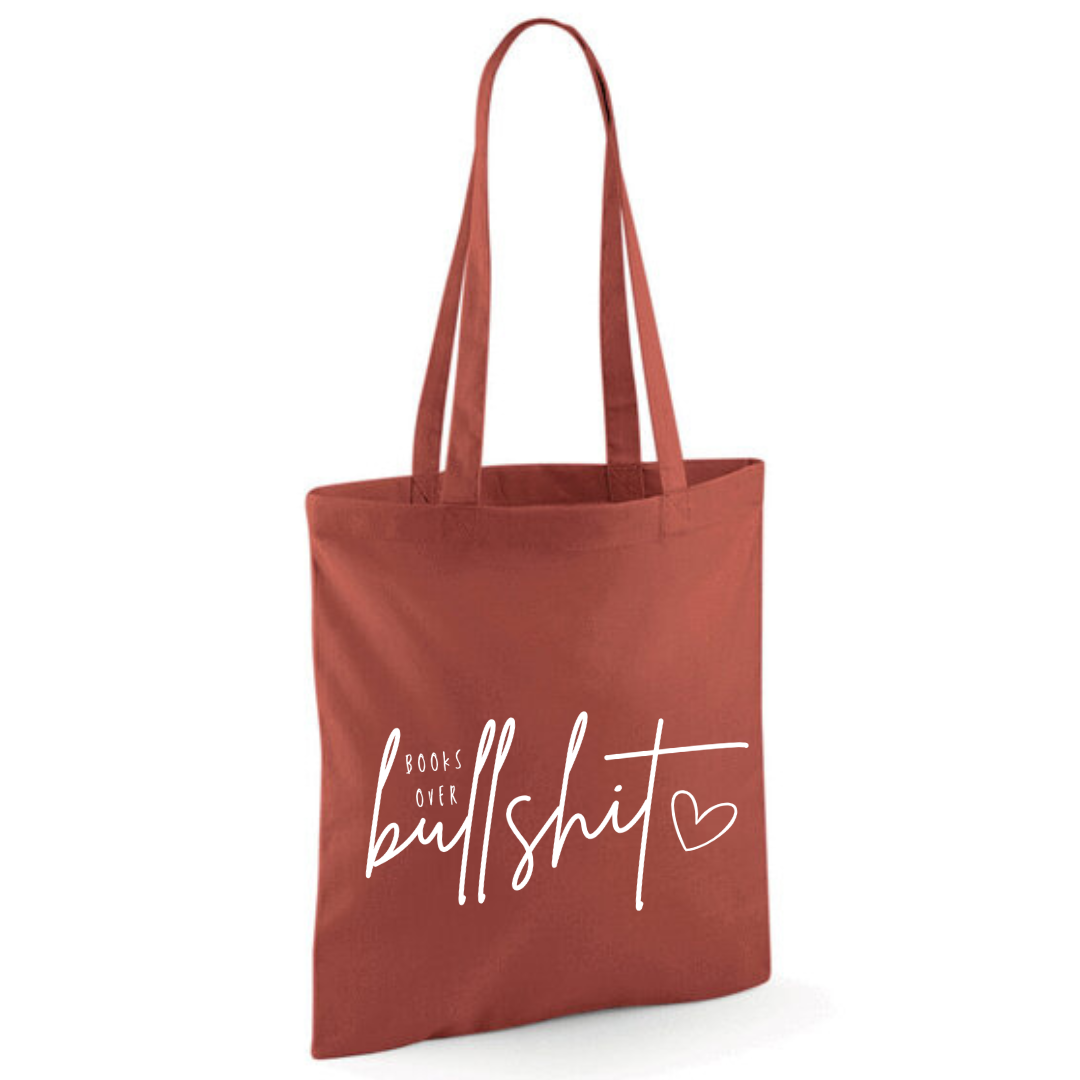 "Books over Bullshit" Handscript Cotton Tote Shopper - lots of colours