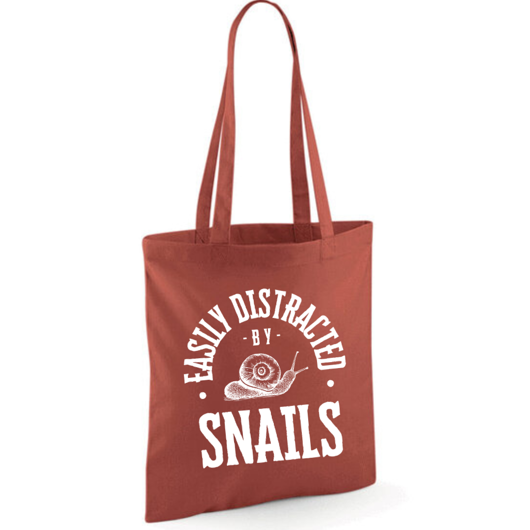 "Easily Distracted By Snails" Cotton Tote Shopper - lots of colours