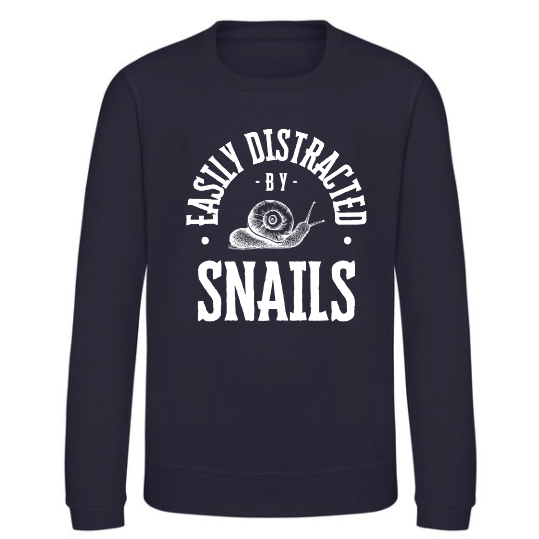 "Easily Distracted by Snails" Kids Sweatshirt Age 1-13 - Lots of colours!