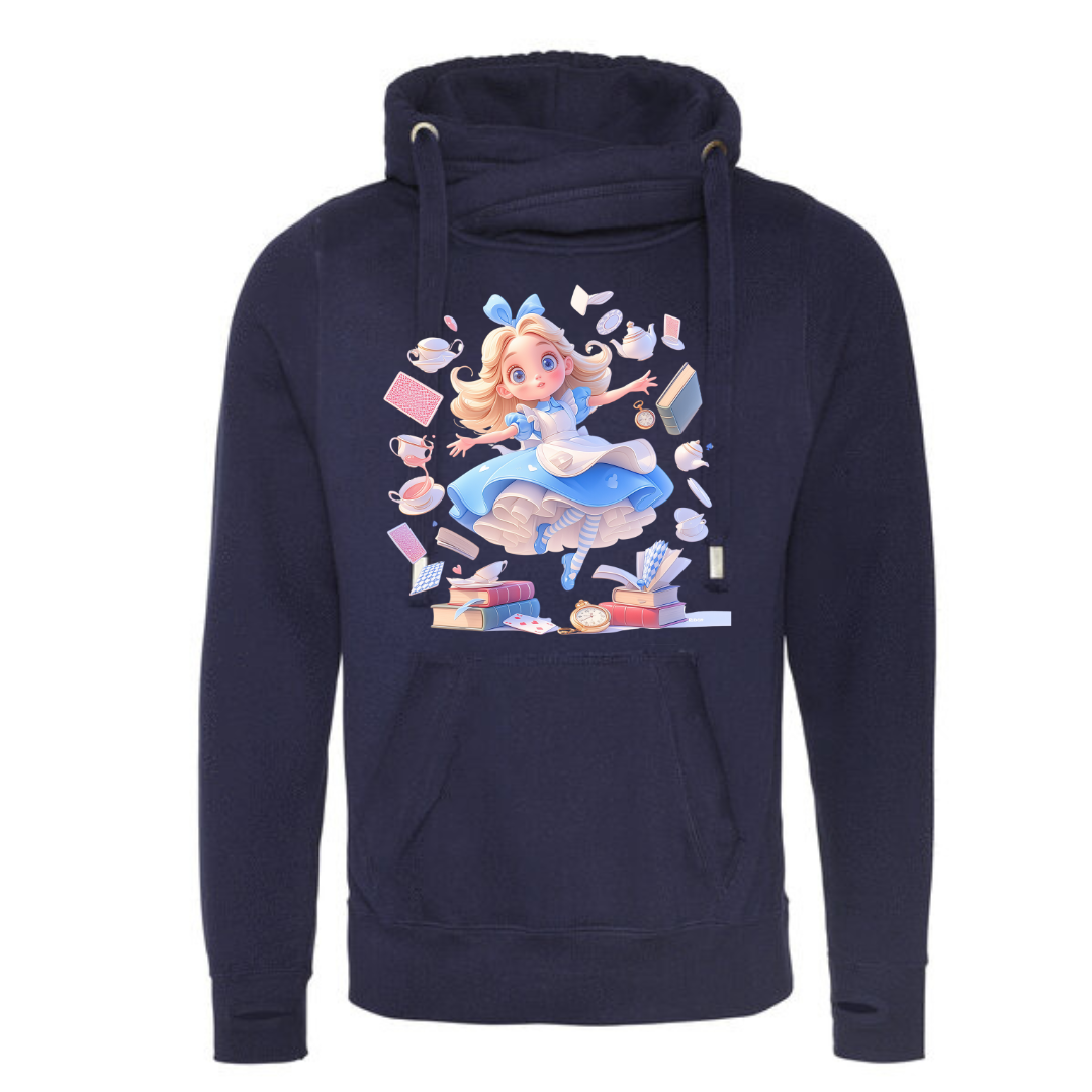 Alice with Flying Books Deluxe Hoody - lots of colours