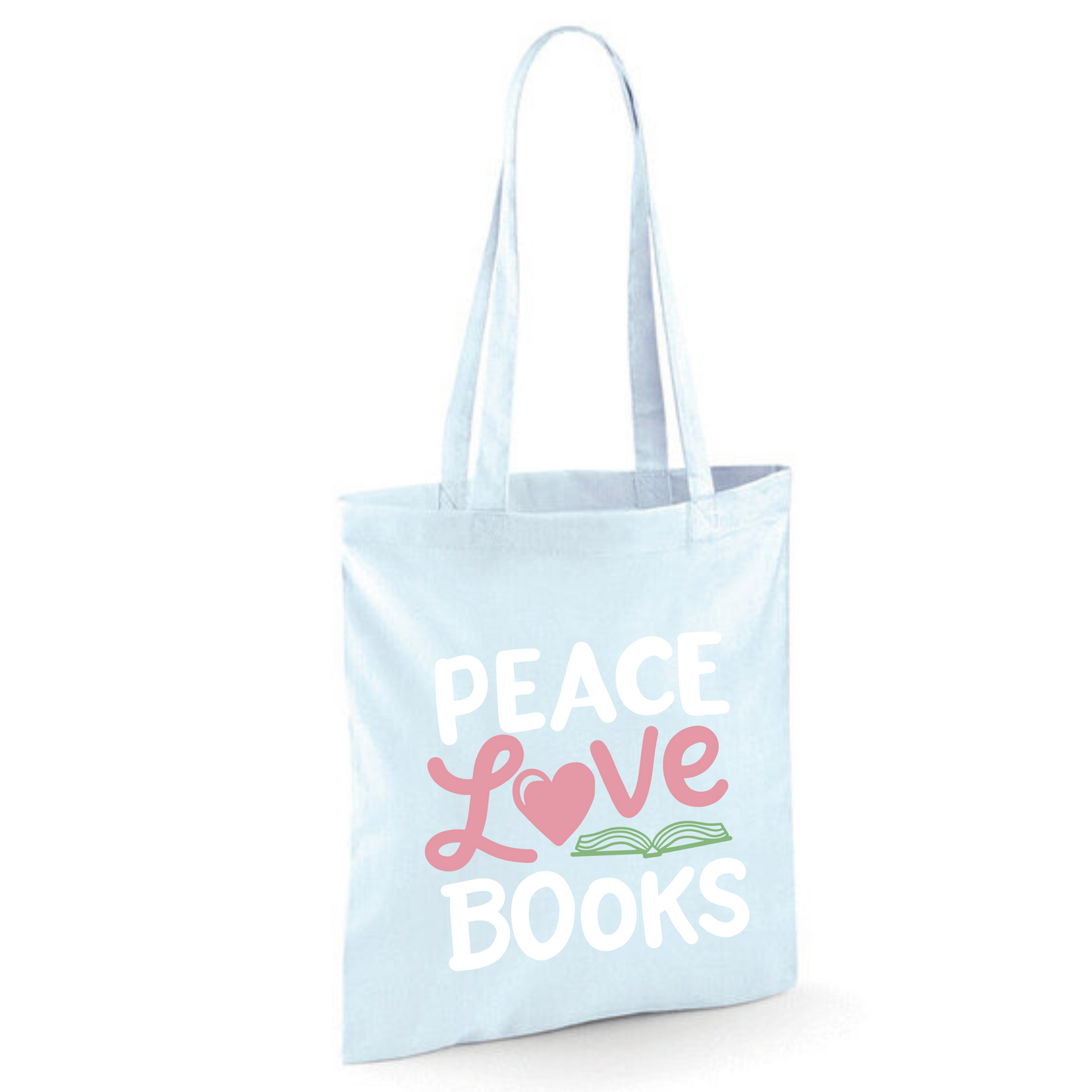 "Peace Love Books" Cotton Tote Shopper (48 colours)