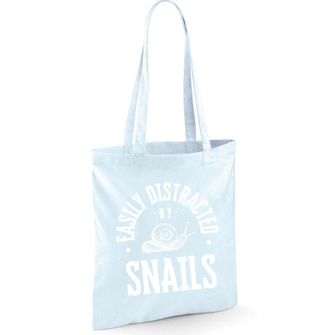 "Easily Distracted By Snails" Cotton Tote Shopper - lots of colours