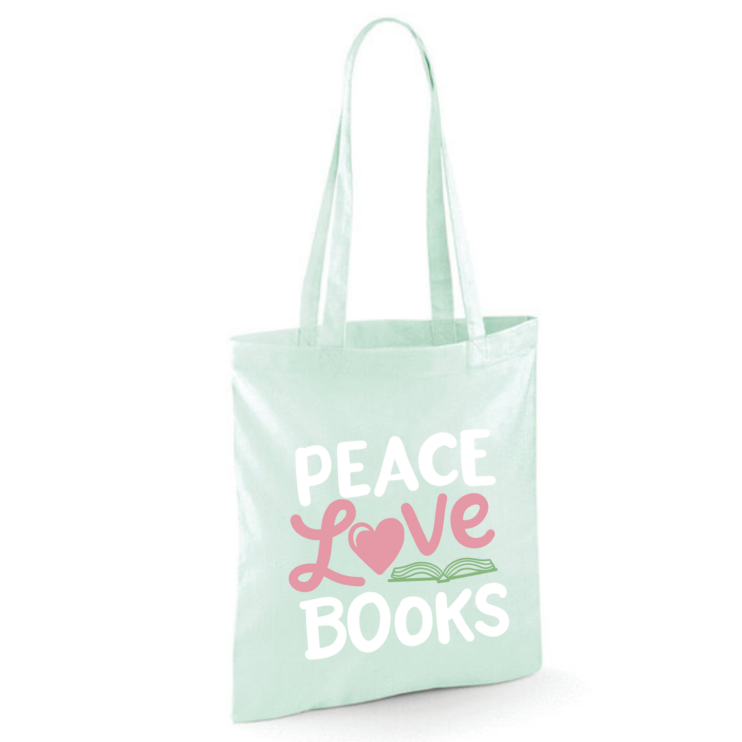 "Peace Love Books" Cotton Tote Shopper (48 colours)