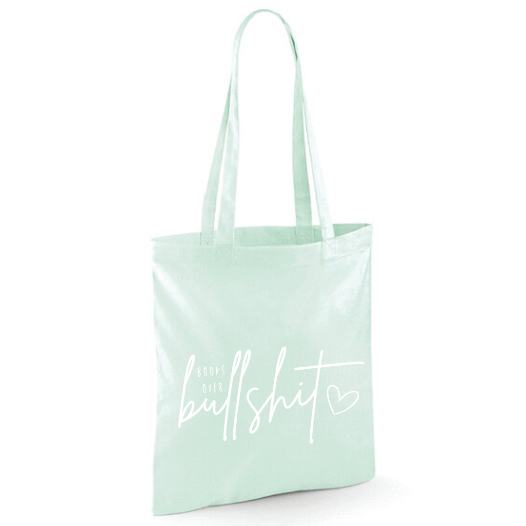 "Books over Bullshit" Handscript Cotton Tote Shopper - lots of colours