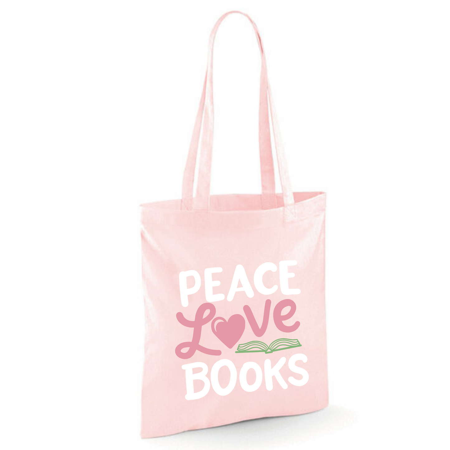 "Peace Love Books" Cotton Tote Shopper (48 colours)