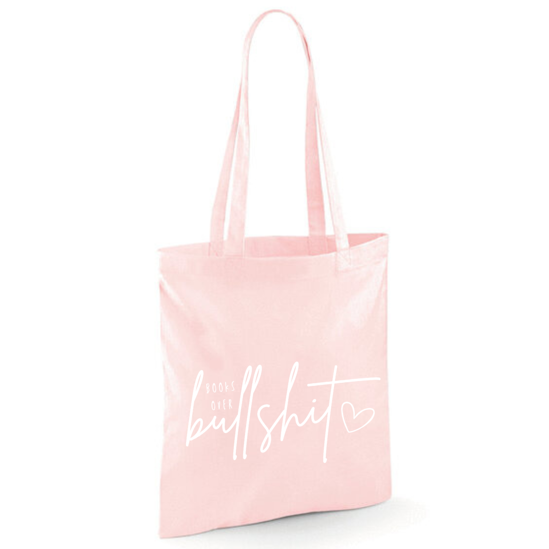 "Books over Bullshit" Handscript Cotton Tote Shopper - lots of colours