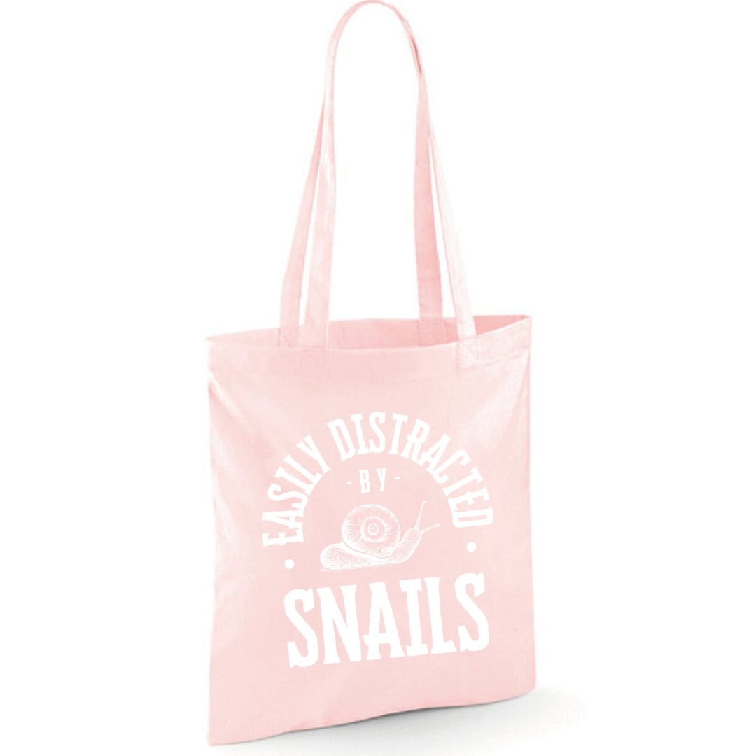 "Easily Distracted By Snails" Cotton Tote Shopper - lots of colours